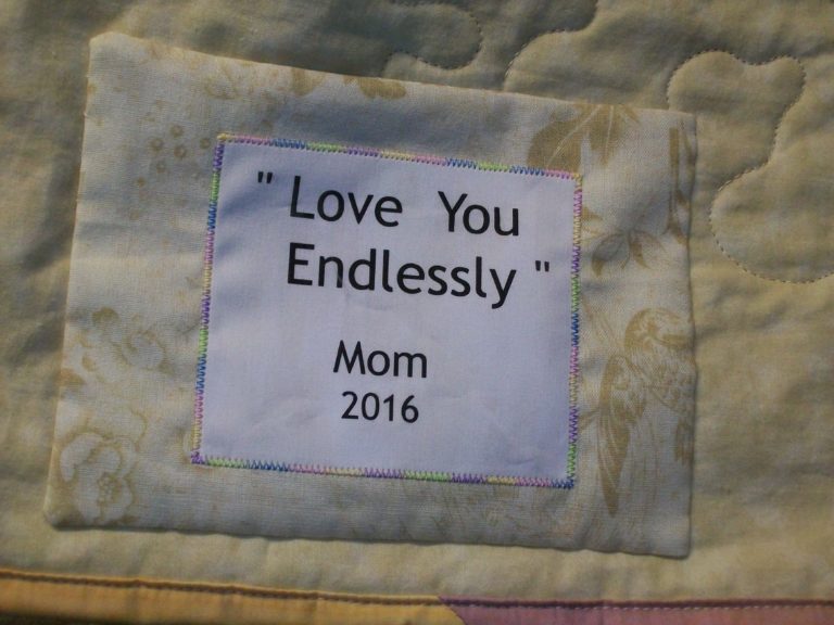 Label for back of quilt